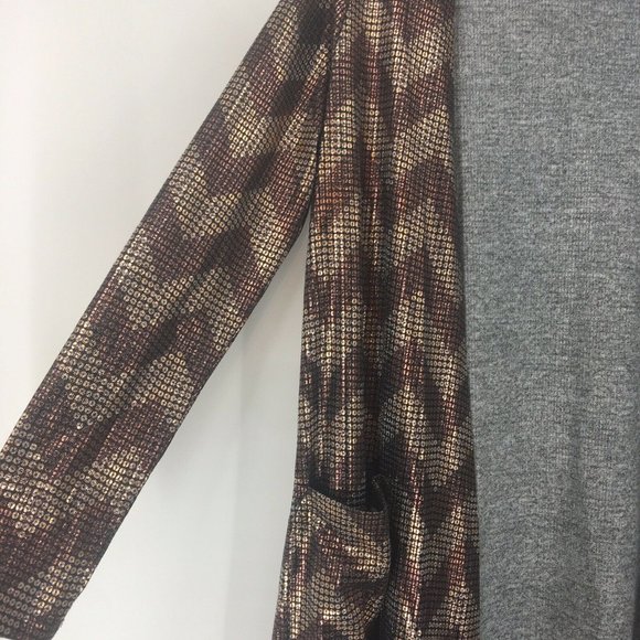 Lularoe Sarah Chevron Metallic Open Front Long Kimono Cardigan Duster Sz S - Picture 6 of 7